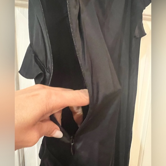 THE KOOPLES Black Midi Slip Dress with Ruffles womens size Medium/6 NWT - Picture 9 of 12